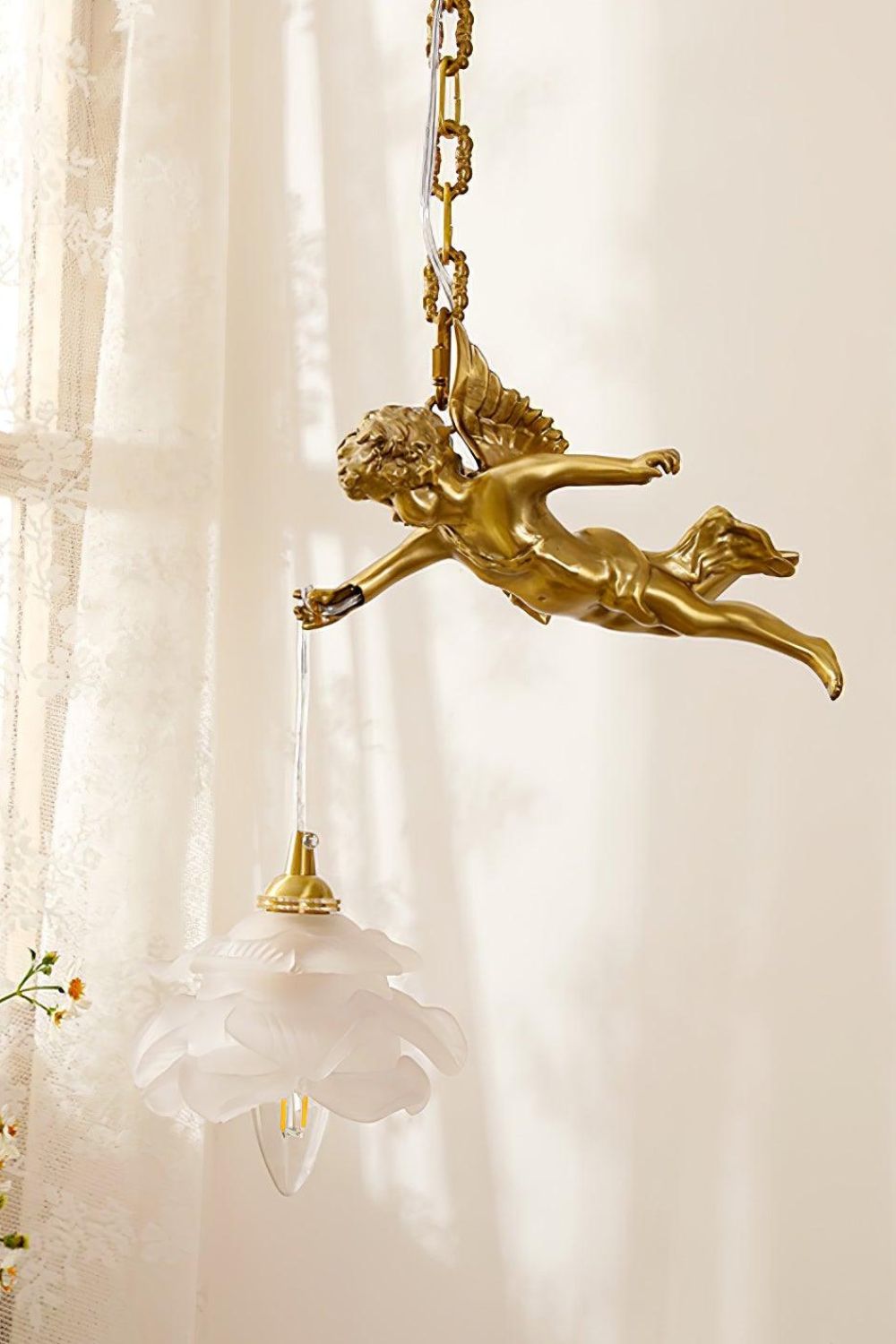 Vintage Golden Angel Pendant Light - view 7 | everlamps