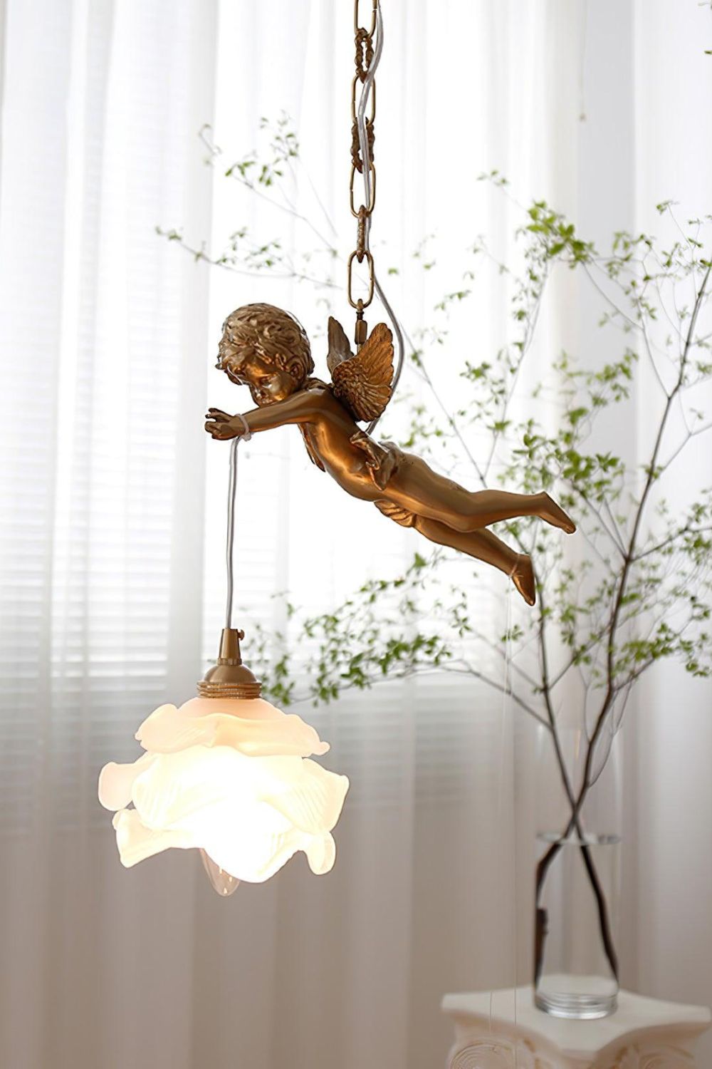 Vintage Golden Angel Pendant Light - view 3 | everlamps