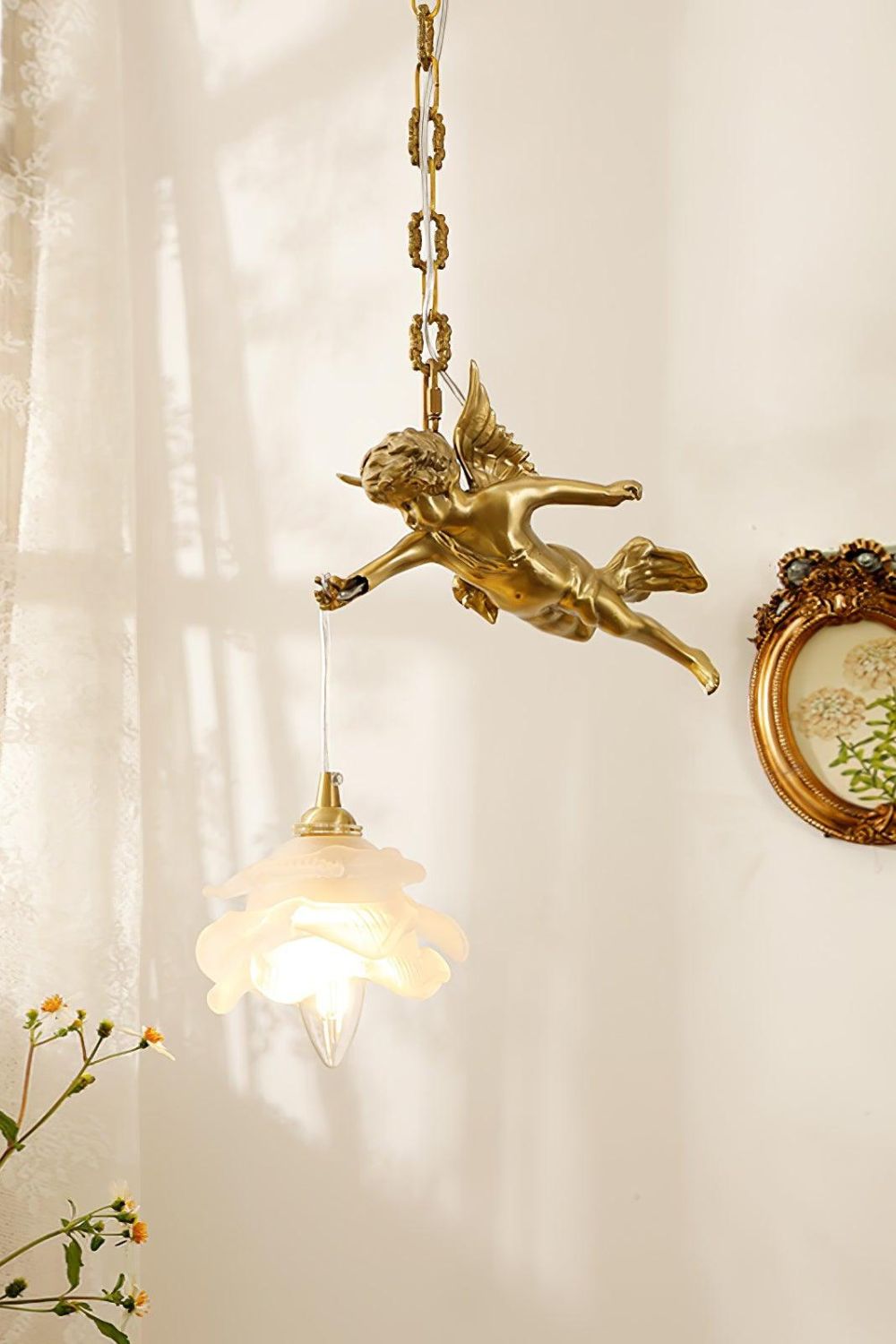 Vintage Golden Angel Pendant Light - view 2 | everlamps