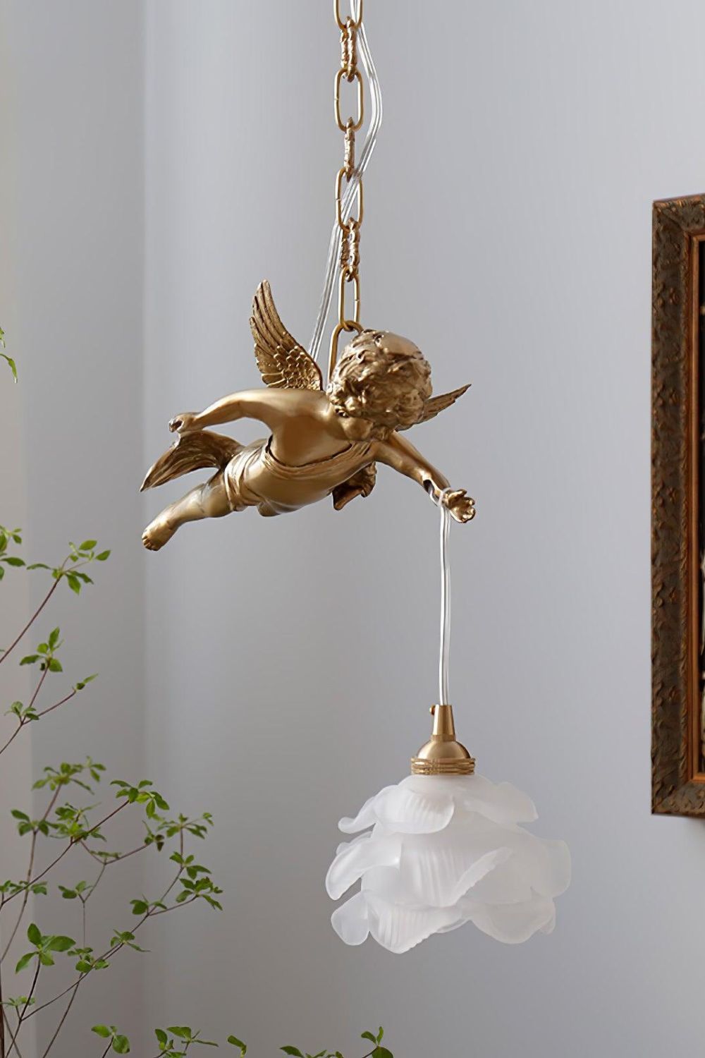Vintage Golden Angel Pendant Light - view 5 | everlamps