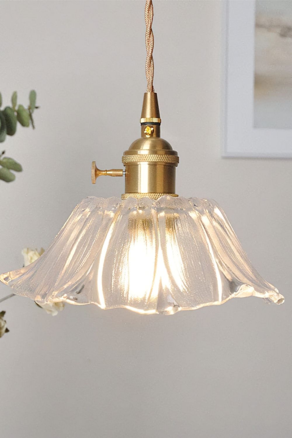 Vintage Lotus Blossom Glass Pendant Light - view 9 | everlamps
