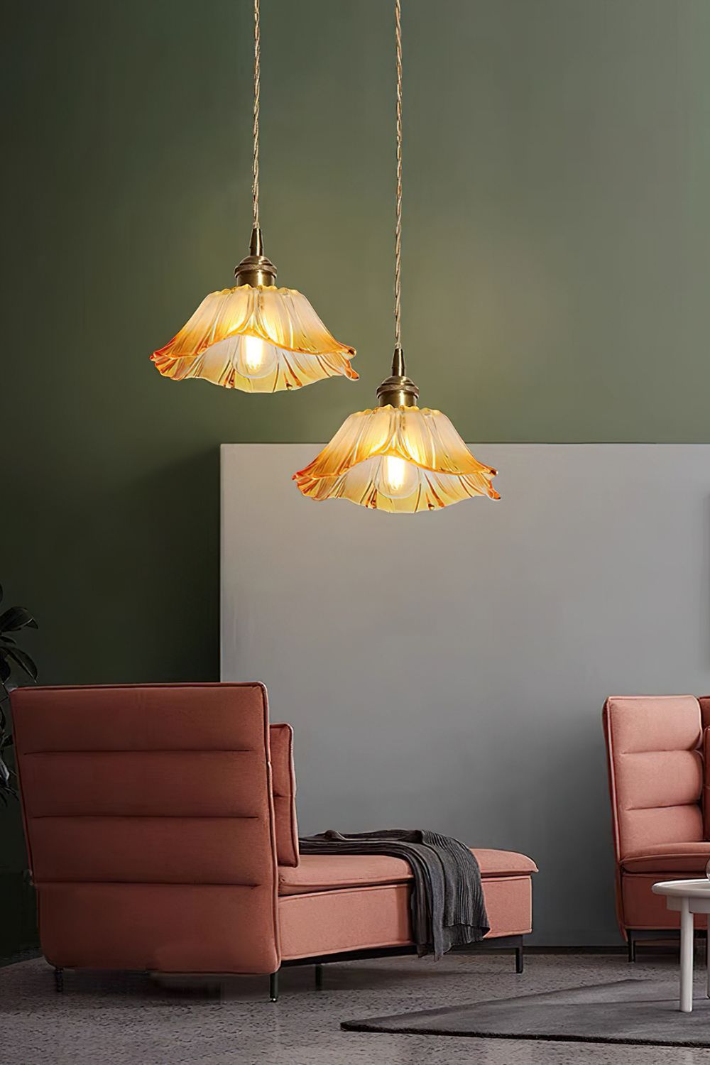 Vintage Lotus Blossom Glass Pendant Light - view 14 | everlamps