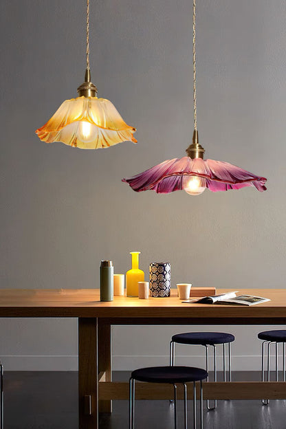 Vintage Lotus Blossom Glass Pendant Light - view 15 | everlamps