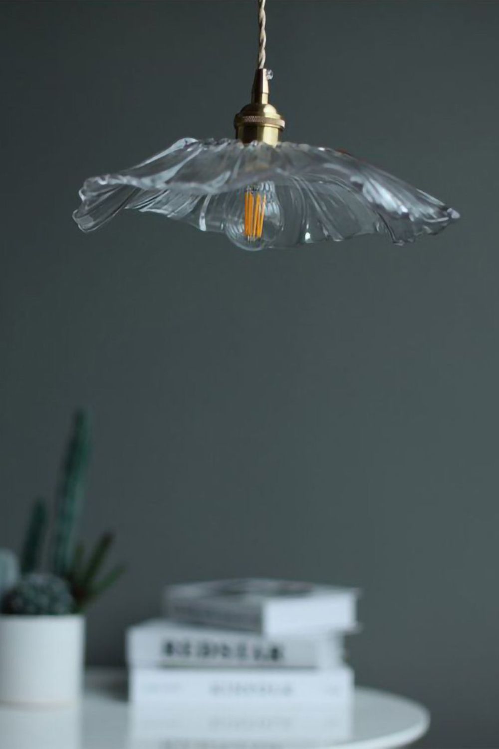 Vintage Lotus Blossom Glass Pendant Light - view 26 | everlamps