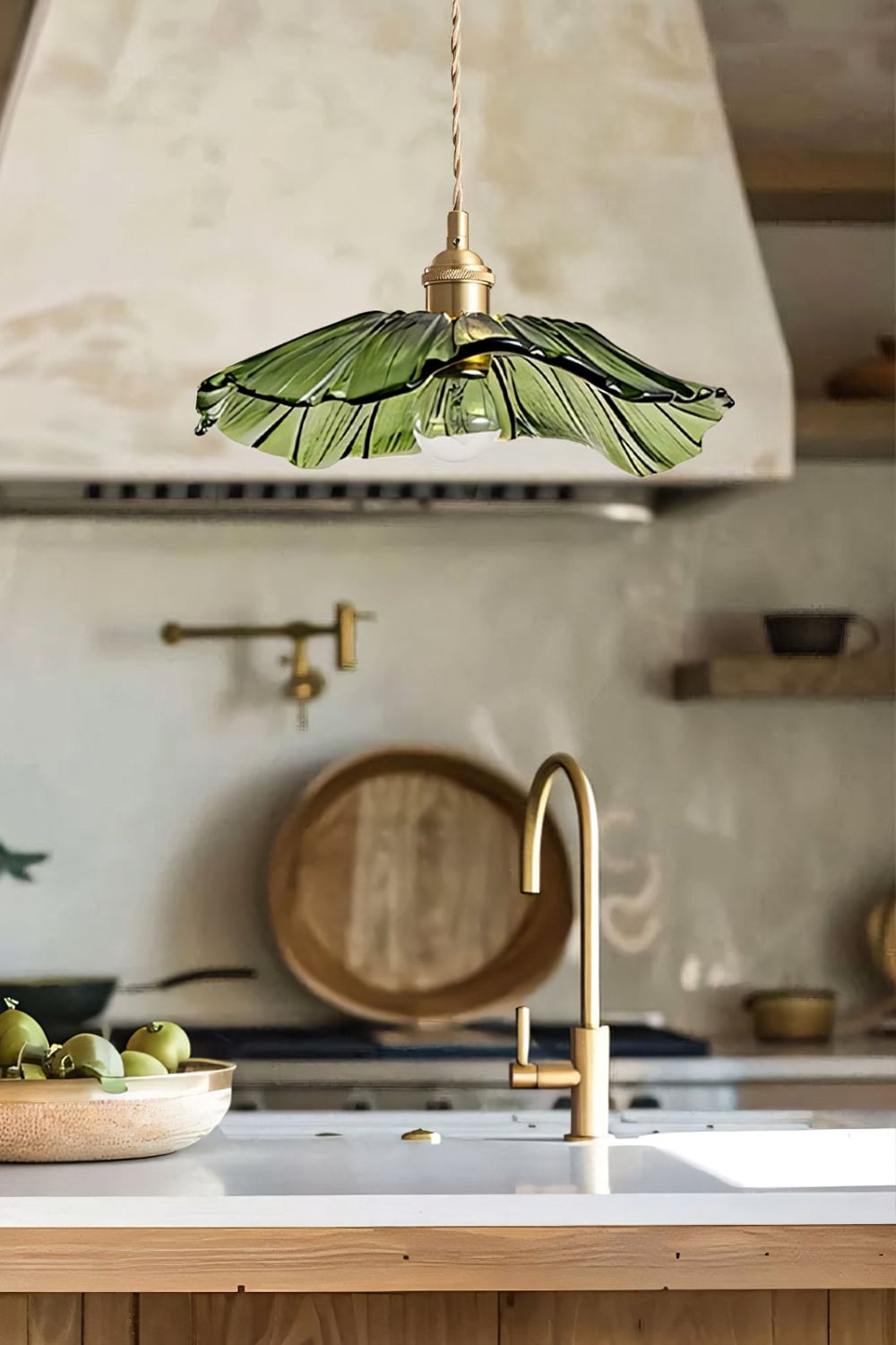 Vintage Lotus Blossom Glass Pendant Light - view 16 | everlamps