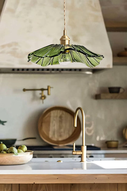Vintage Lotus Blossom Glass Pendant Light - view 16 | everlamps
