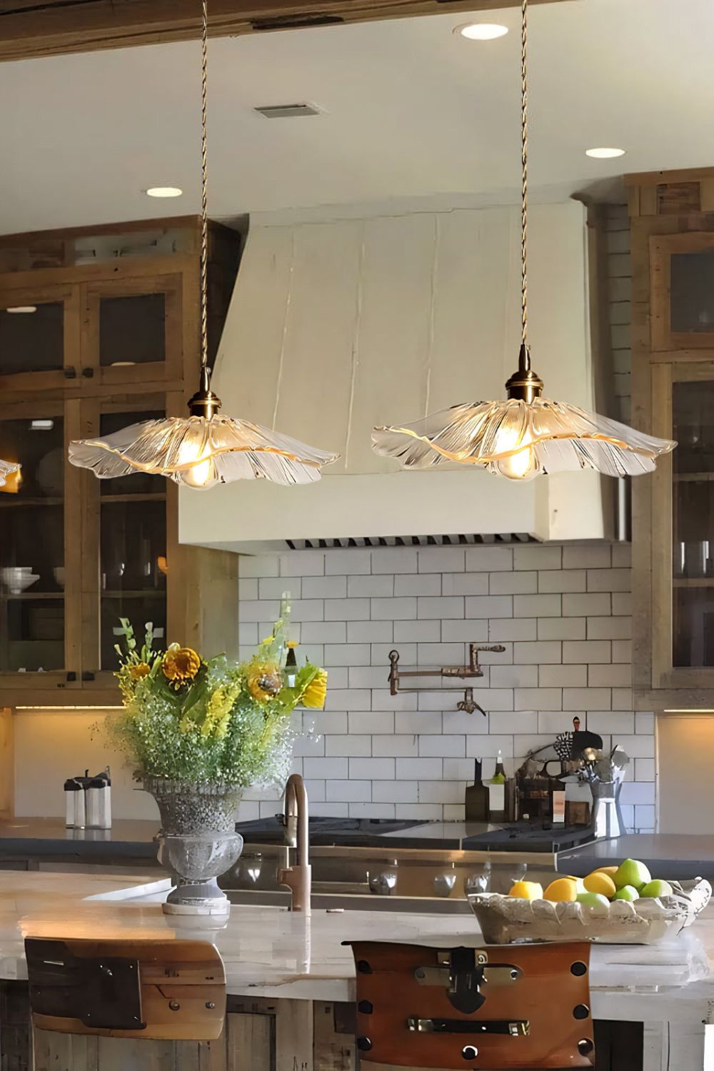 Vintage Lotus Blossom Glass Pendant Light - view 19 | everlamps