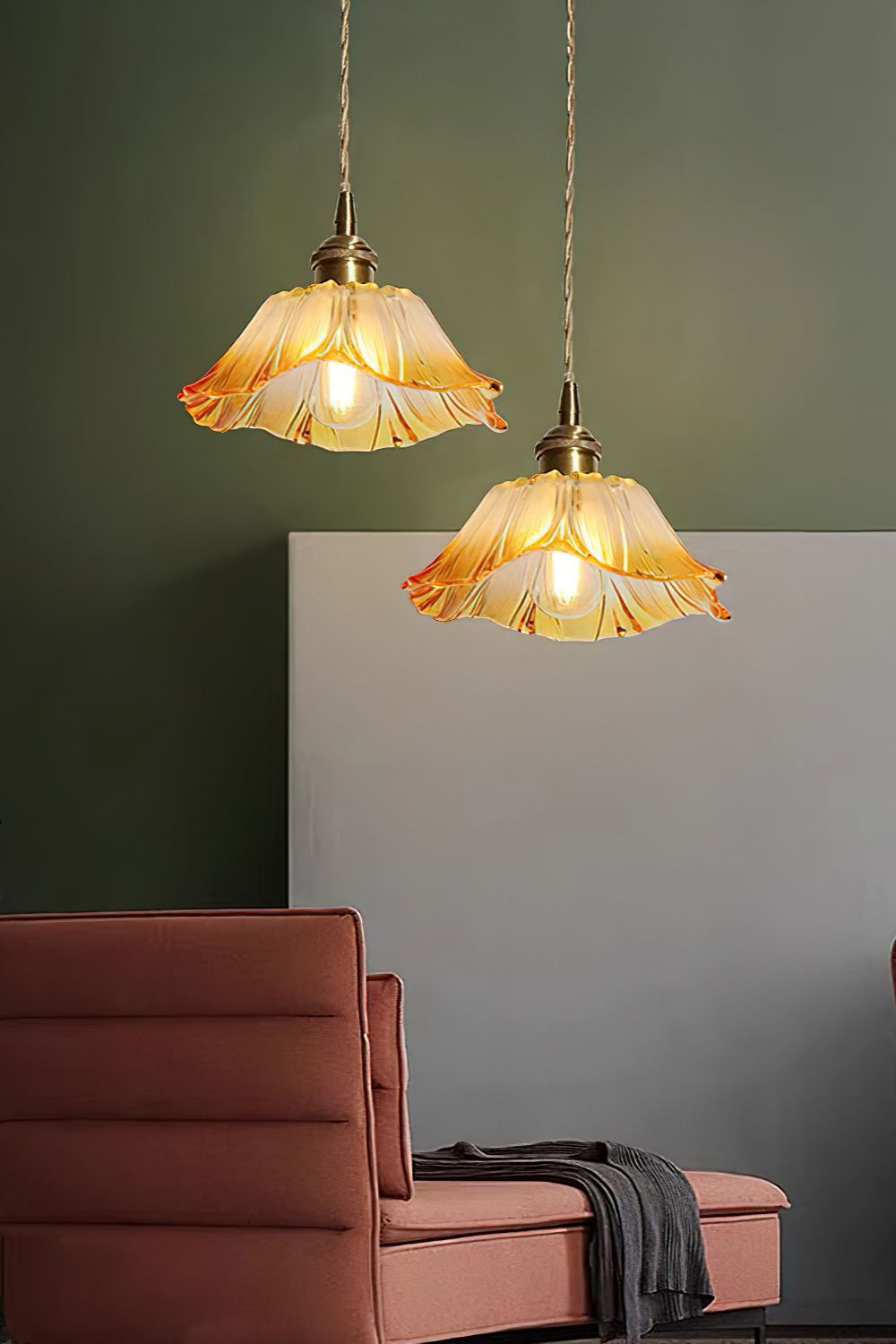 Vintage Lotus Blossom Glass Pendant Light - view 3 | everlamps