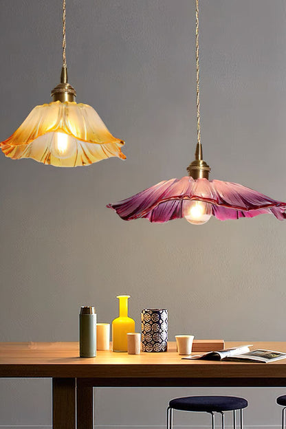 Vintage Lotus Blossom Glass Pendant Light - view 4 | everlamps