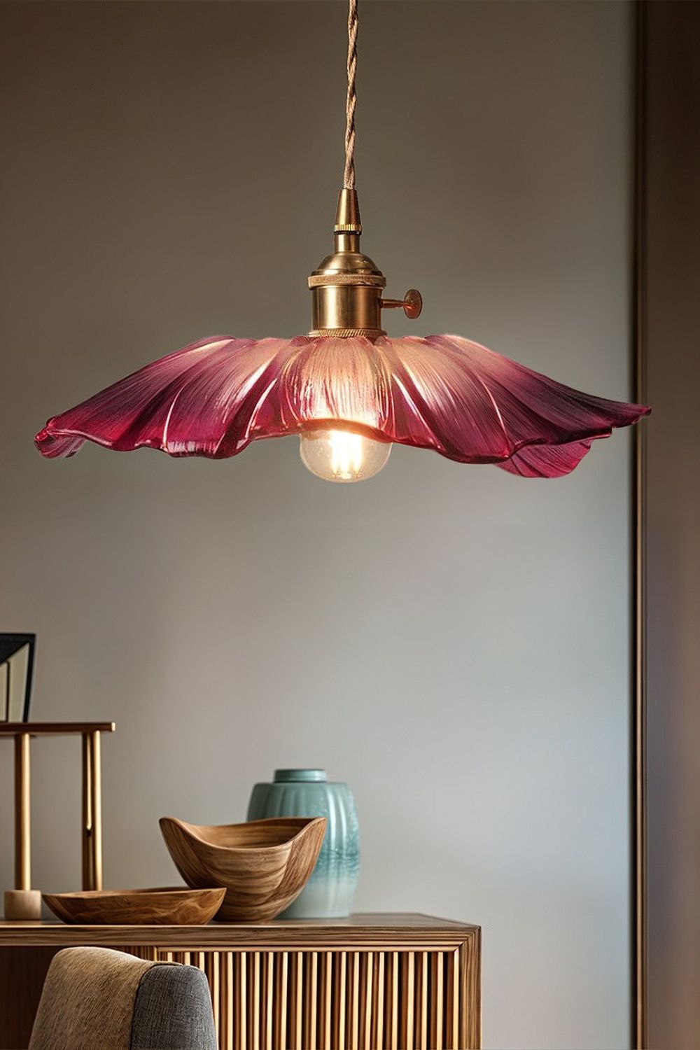 Vintage Lotus Blossom Glass Pendant Light - view 7 | everlamps