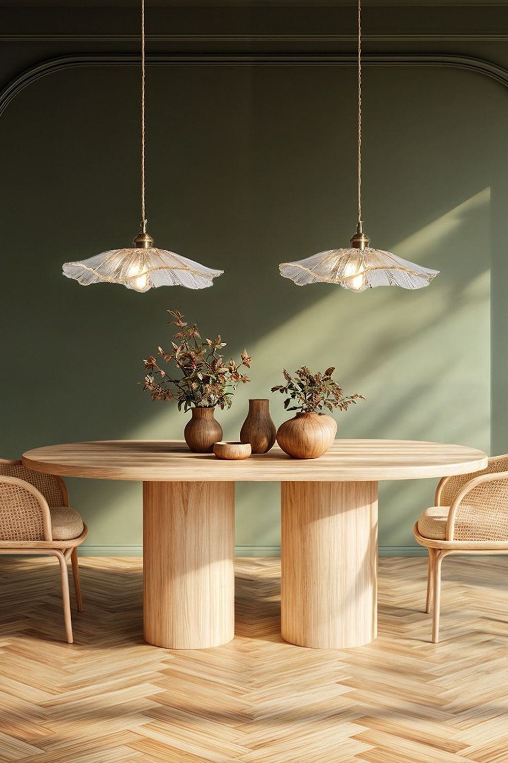 Vintage Lotus Blossom Glass Pendant Light - view 8 | everlamps