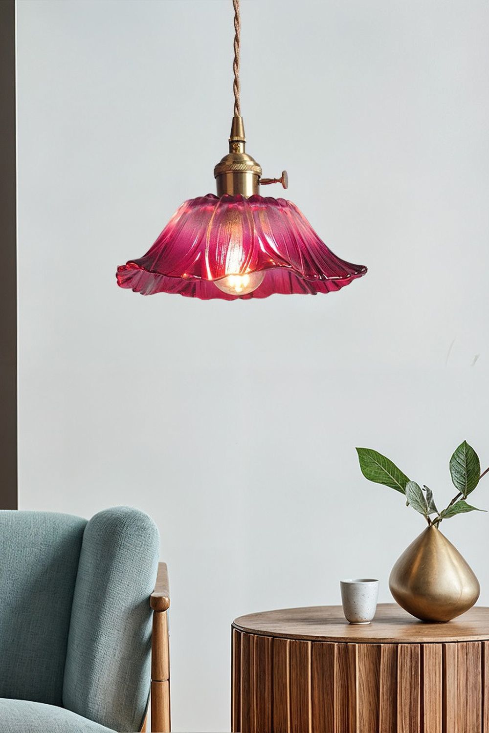 Vintage Lotus Blossom Glass Pendant Light - view 2 | everlamps