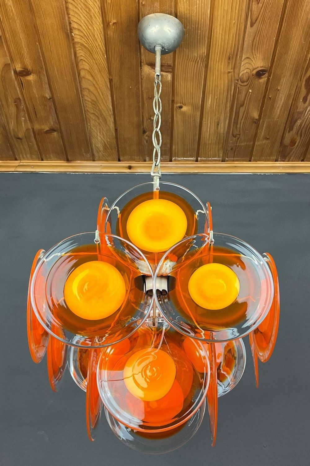 Vintage Art 18 Disk Orange Chandelier - view 3 | everlamps