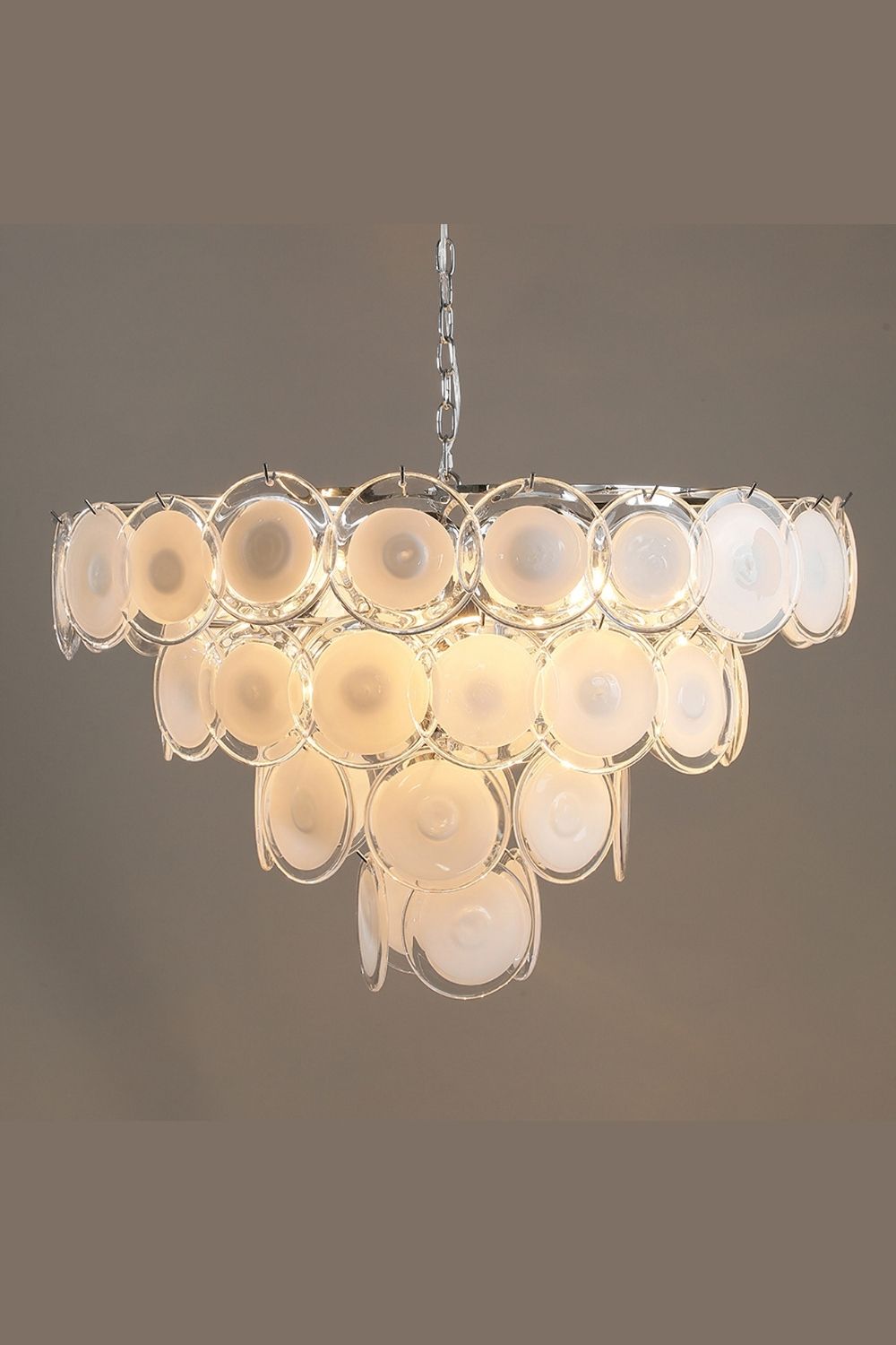 Vintage Art White Disk Glass Chandelier - view 38 | everlamps