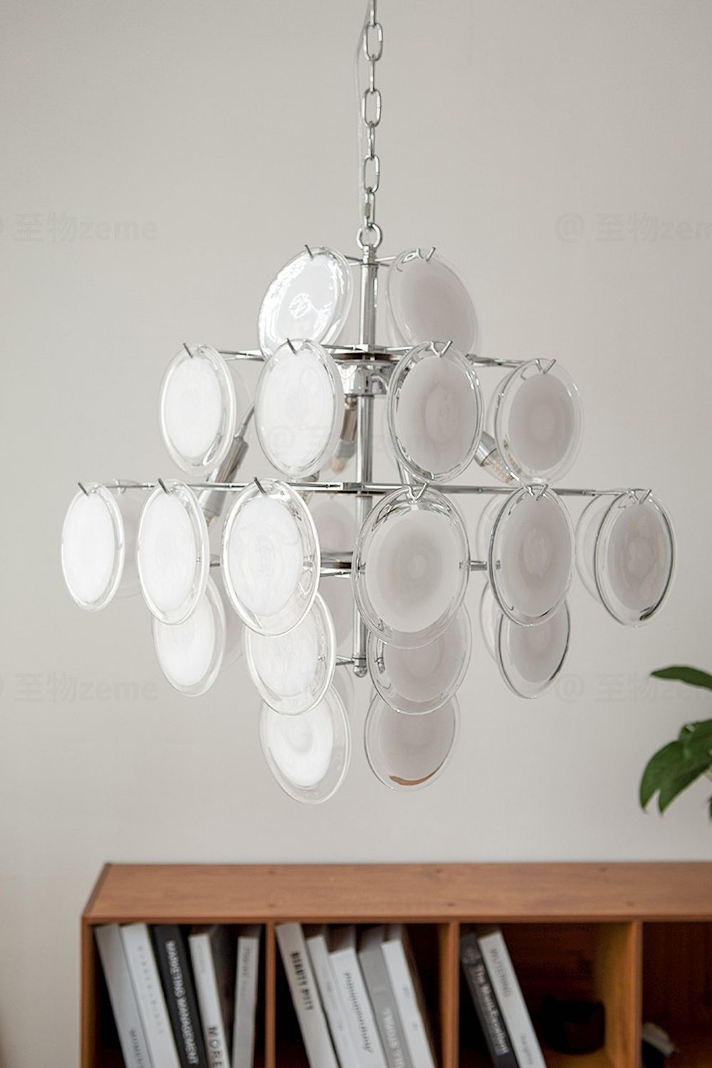 Vintage Art White Disk Glass Chandelier - view 22 | everlamps