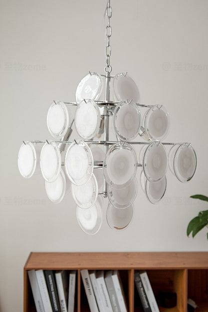 Vintage Art White Disk Glass Chandelier - view 22 | everlamps