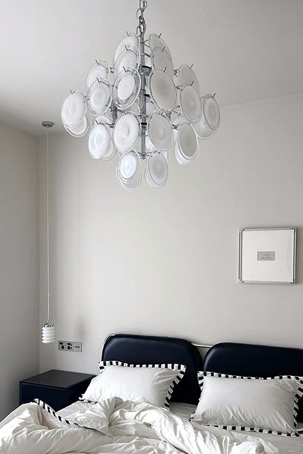 Vintage Art White Disk Glass Chandelier - view 19 | everlamps