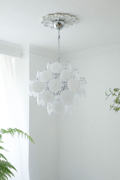 Vintage Art White Disk Glass Chandelier - view 15 | everlamps