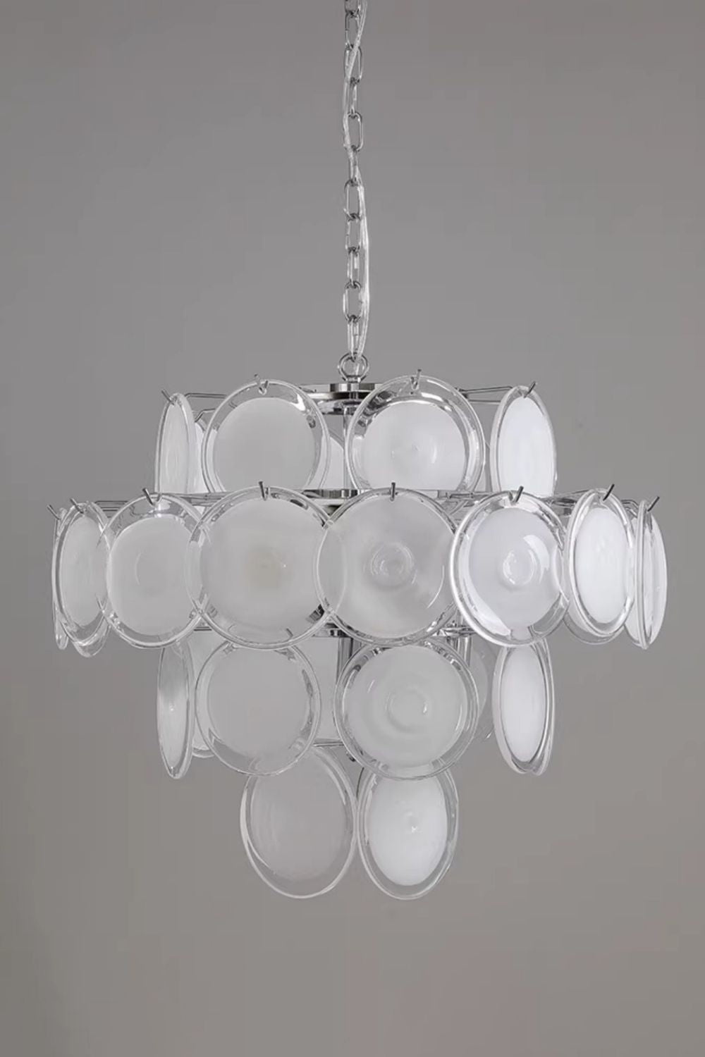 Vintage Art White Disk Glass Chandelier - view 35 | everlamps