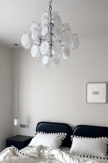 Vintage Art White Disk Glass Chandelier - view 17 | everlamps