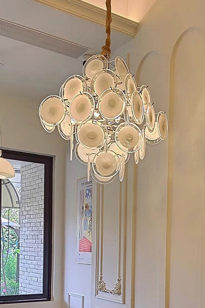 Vintage Art White Disk Glass Chandelier - view 26 | everlamps
