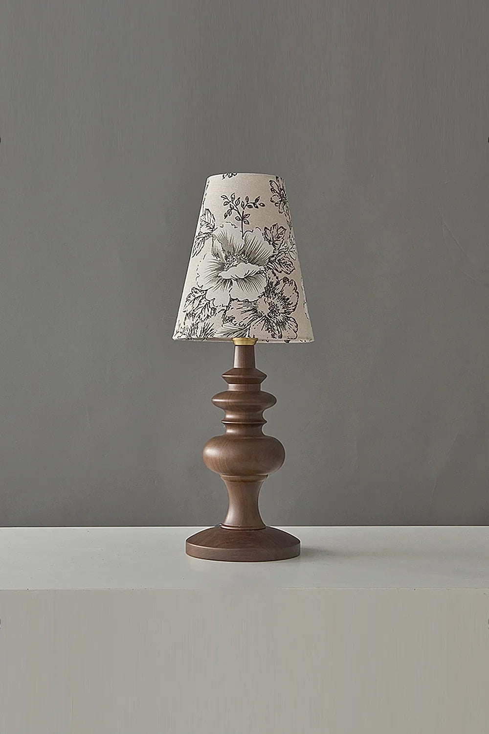 Vintage Print Walnut Table Lamp - view 8 | everlamps