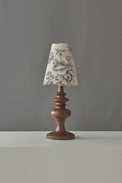 Vintage Print Walnut Table Lamp - view 8 | everlamps
