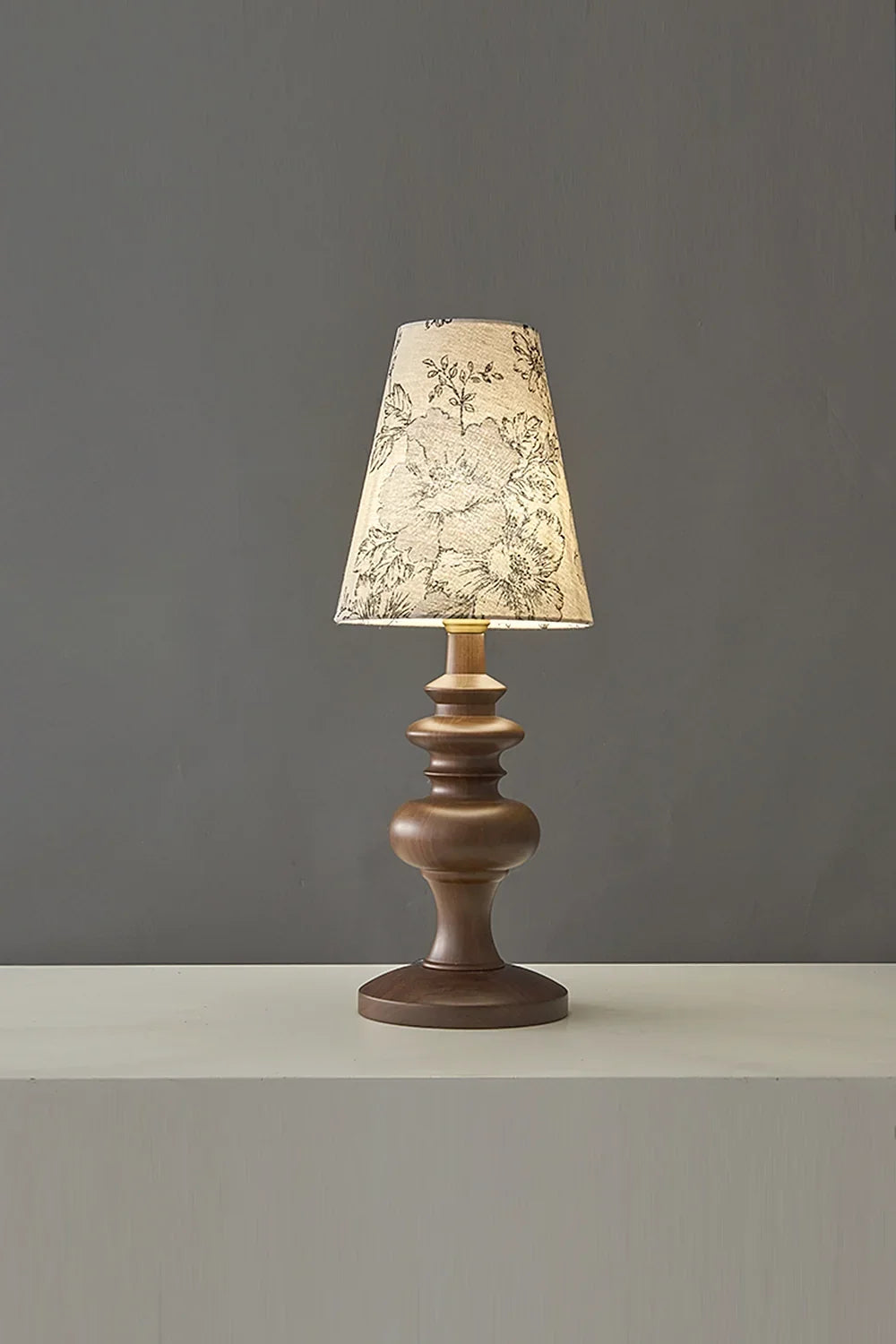 Vintage Print Walnut Table Lamp - view 7 | everlamps