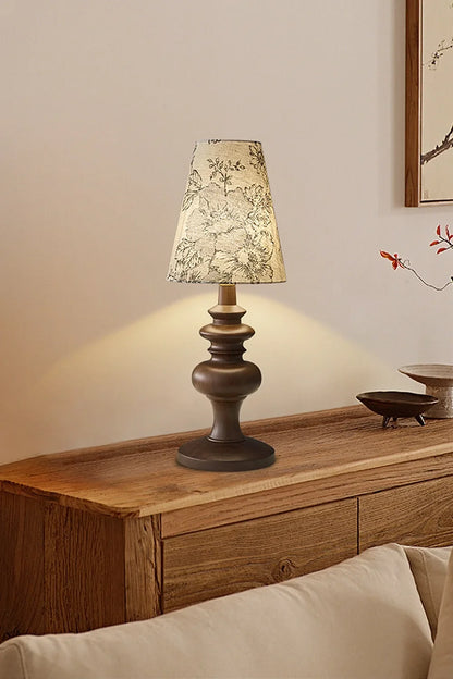 Vintage Print Walnut Table Lamp - view 2 | everlamps