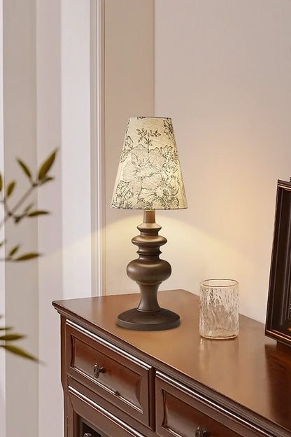 Vintage Print Walnut Table Lamp - view 4 | everlamps