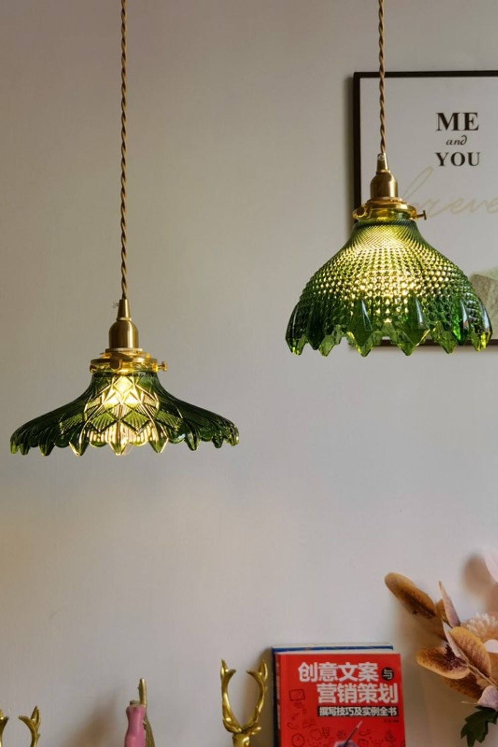 Vintage Textured Glass Pendant Light - view 9 | everlamps
