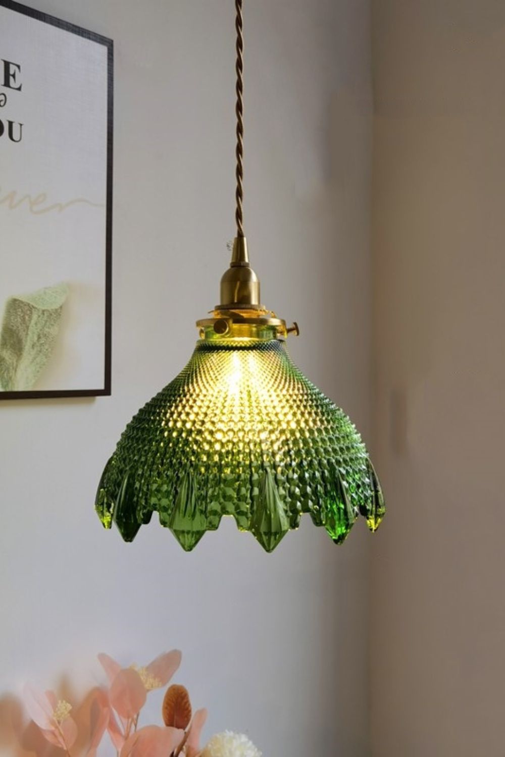 Vintage Textured Glass Pendant Light - view 6 | everlamps