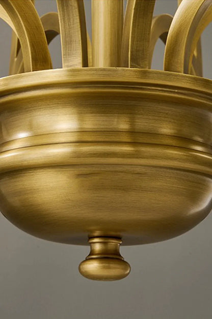 Vintage Walnut Brass Glass Chandelier - view 11 | everlamps