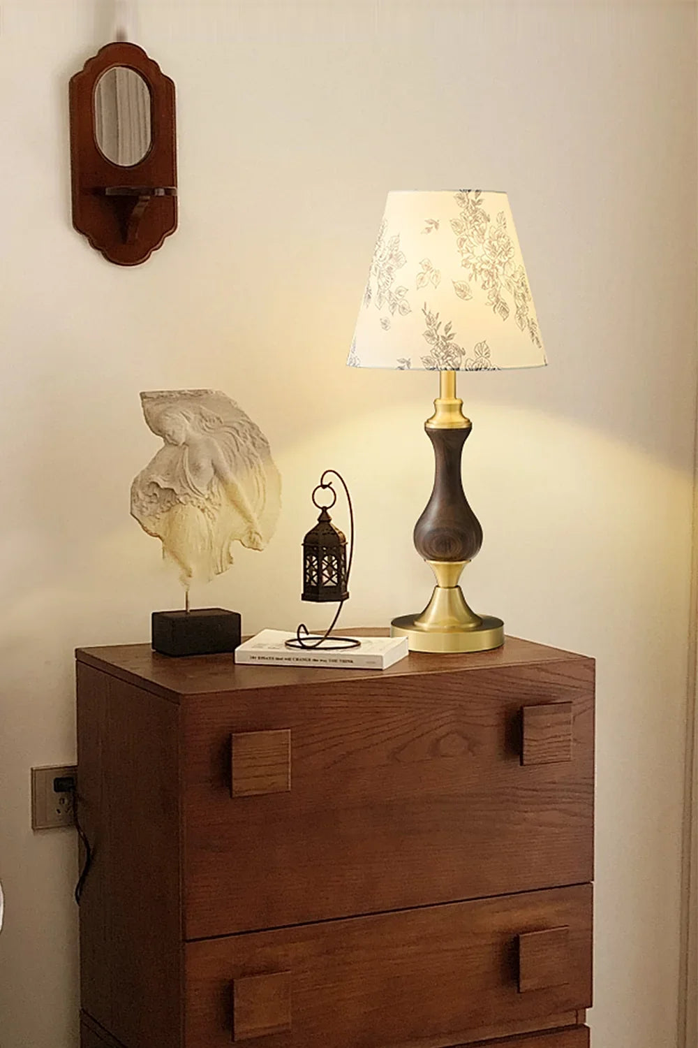 Vintage Walnut Brass Table Lamp - view 6 | everlamps
