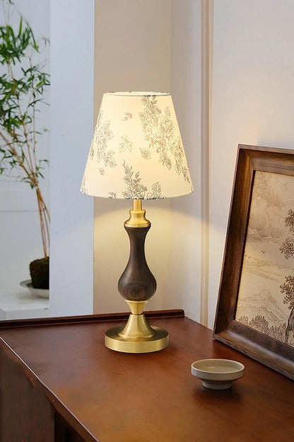 Vintage Walnut Brass Table Lamp - view 2 | everlamps