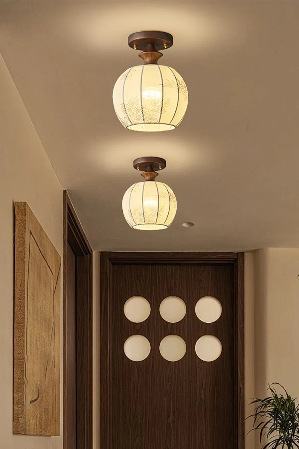 Vintage Walnut Ceiling Light - view 2 | everlamps
