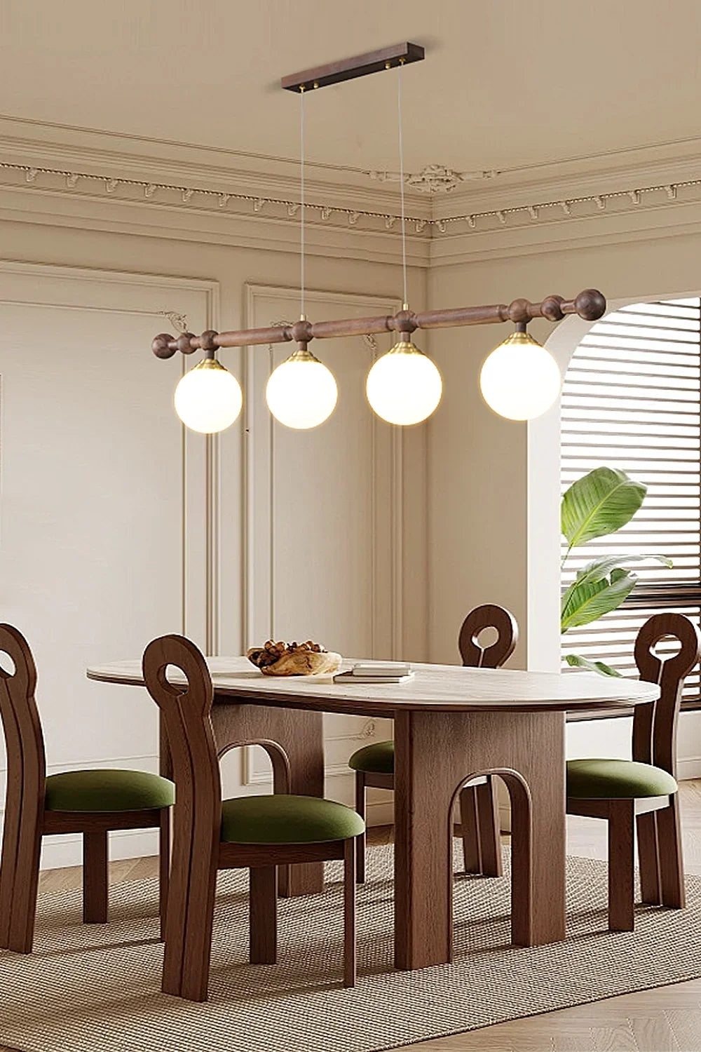 Vintage Walnut Dinging room Chandelier - view 5 | everlamps