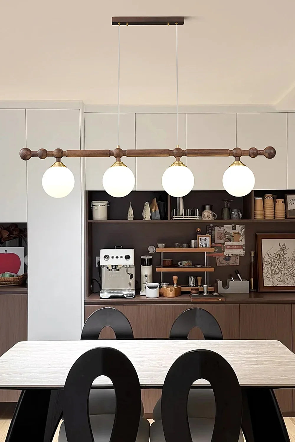 Vintage Walnut Dinging room Chandelier - view 7 | everlamps