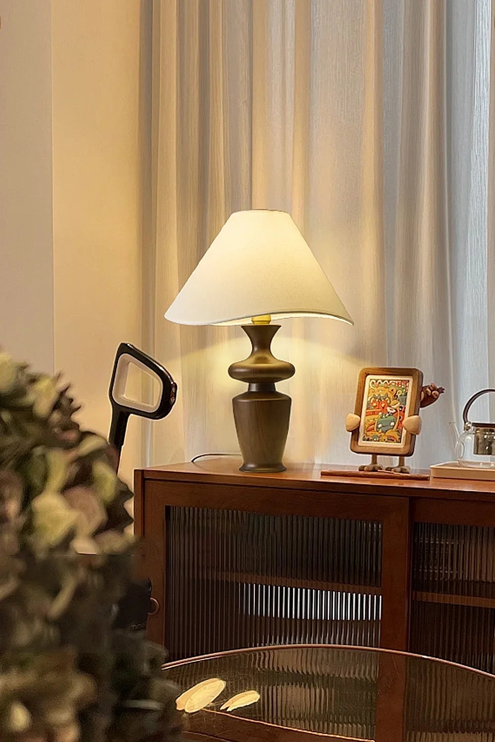 Vintage Walnut Table Lamp - view 6 | everlamps