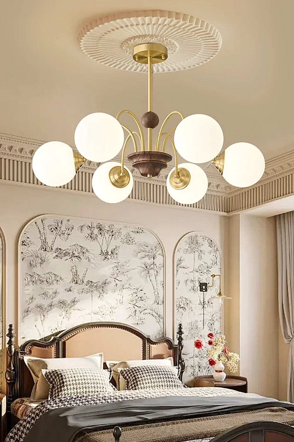 Vintage Walnut Wood Chandelier - view 11 | everlamps