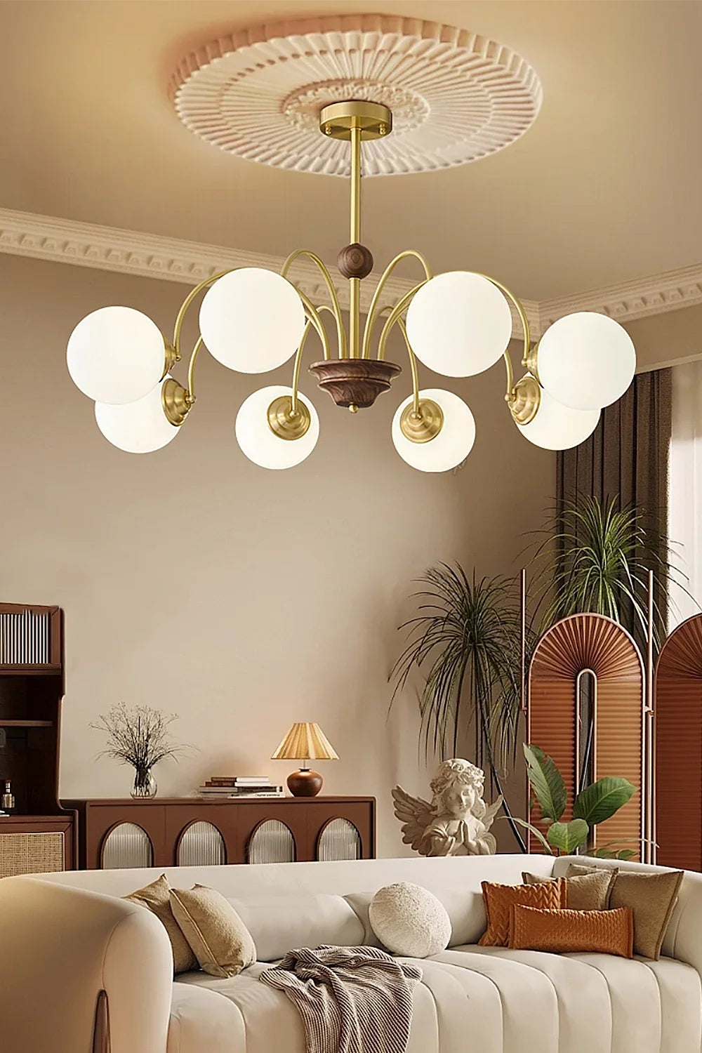 Vintage Walnut Wood Chandelier - view 3 | everlamps