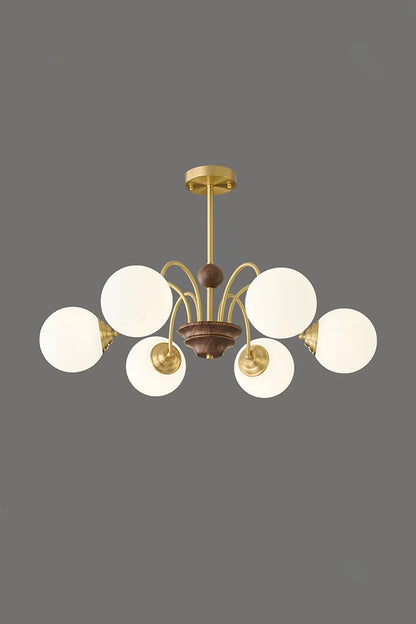 Vintage Walnut Wood Chandelier - view 9 | everlamps