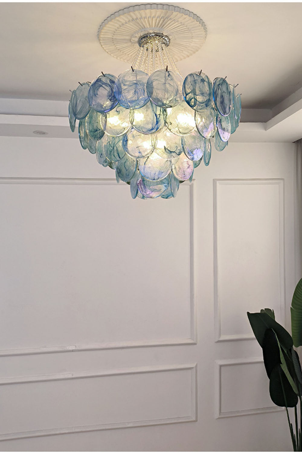 Vistosi Style Glass Pearl Disc Chandelier - view 2 | everlamps