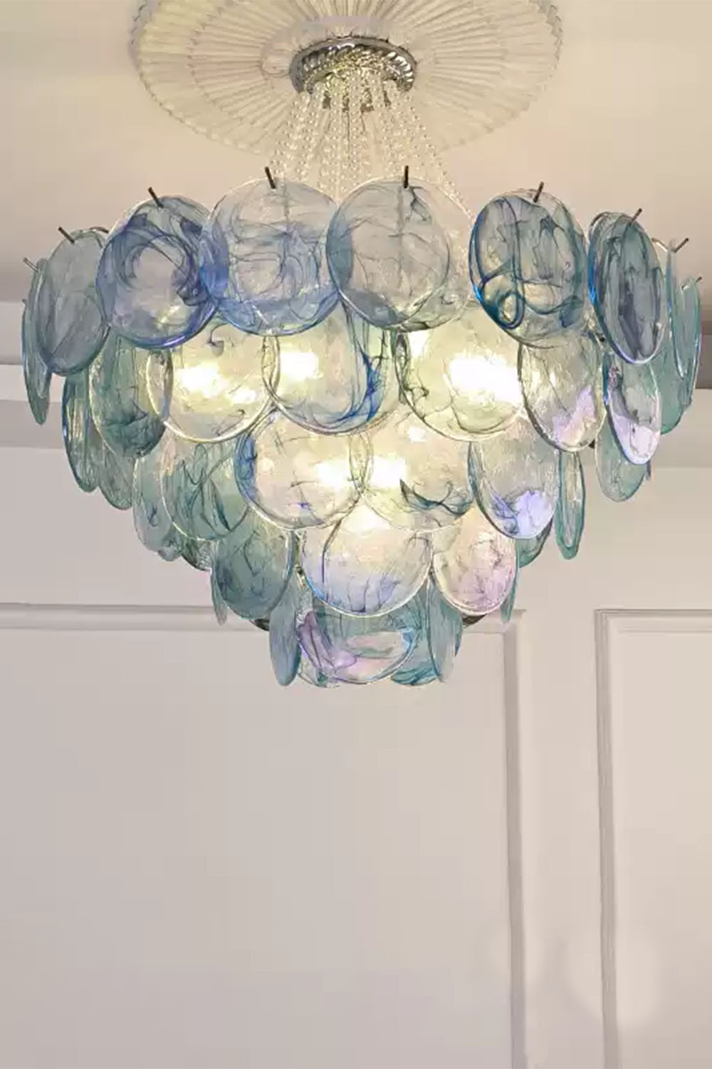 Vistosi Style Glass Pearl Disc Chandelier - view 4 | everlamps
