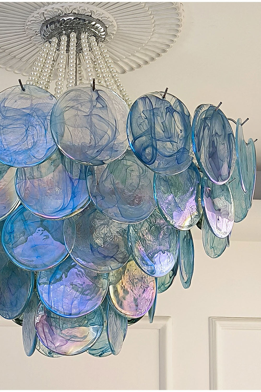 Vistosi Style Glass Pearl Disc Chandelier - view 6 | everlamps