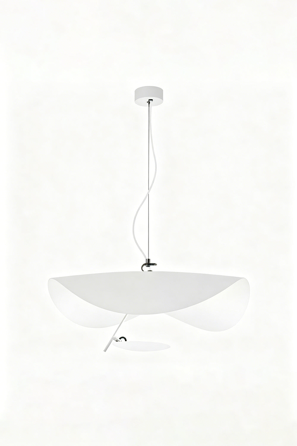 Voluta Horizon Metal Pendant Light | Metal | Straight-on view of the unlit white and gold wave pendant light on a clean background | Isolated shot | vexa lamps