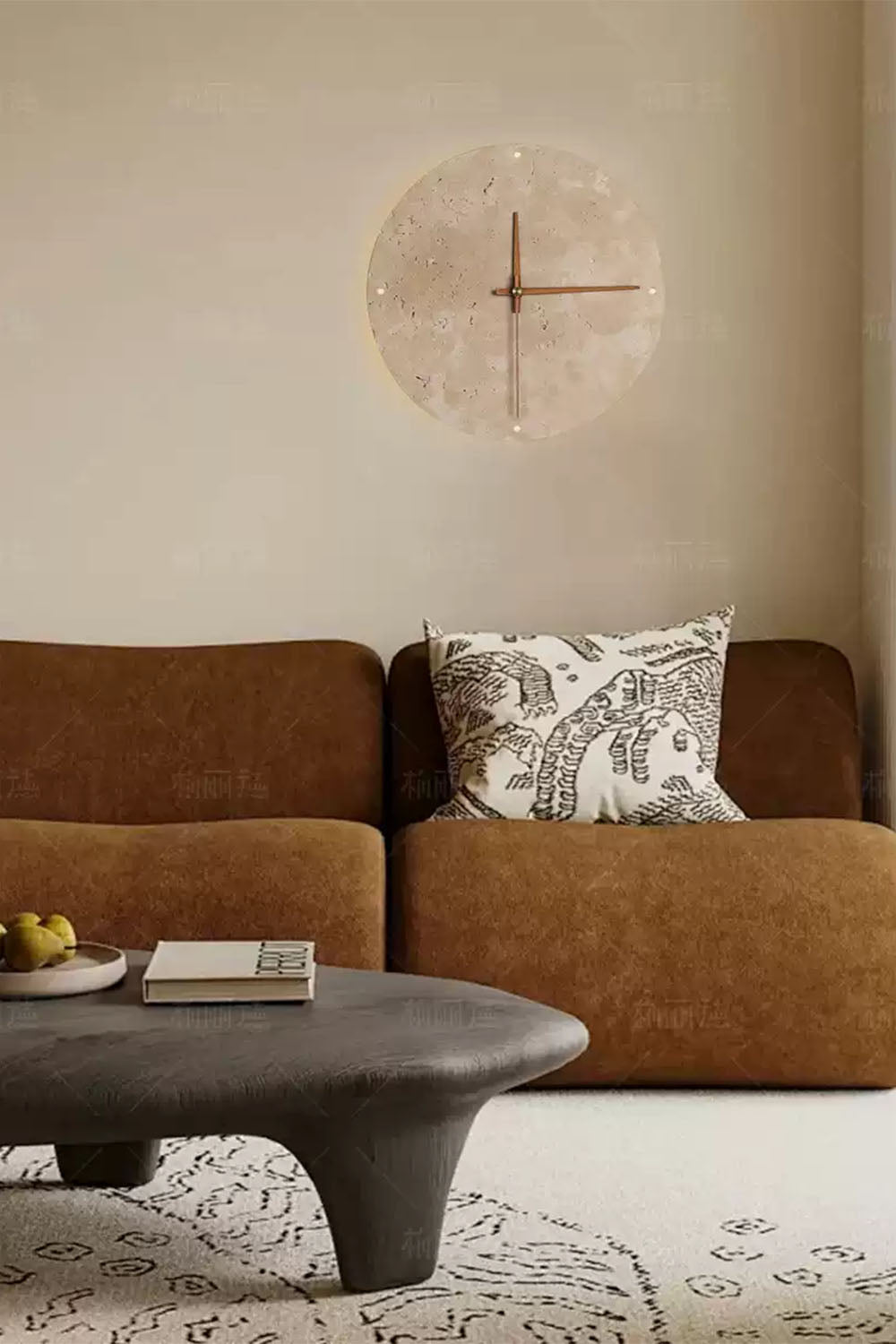 Wabi-Sabi Round Alarm Clock Wall Lamp - view 2 | everlamps