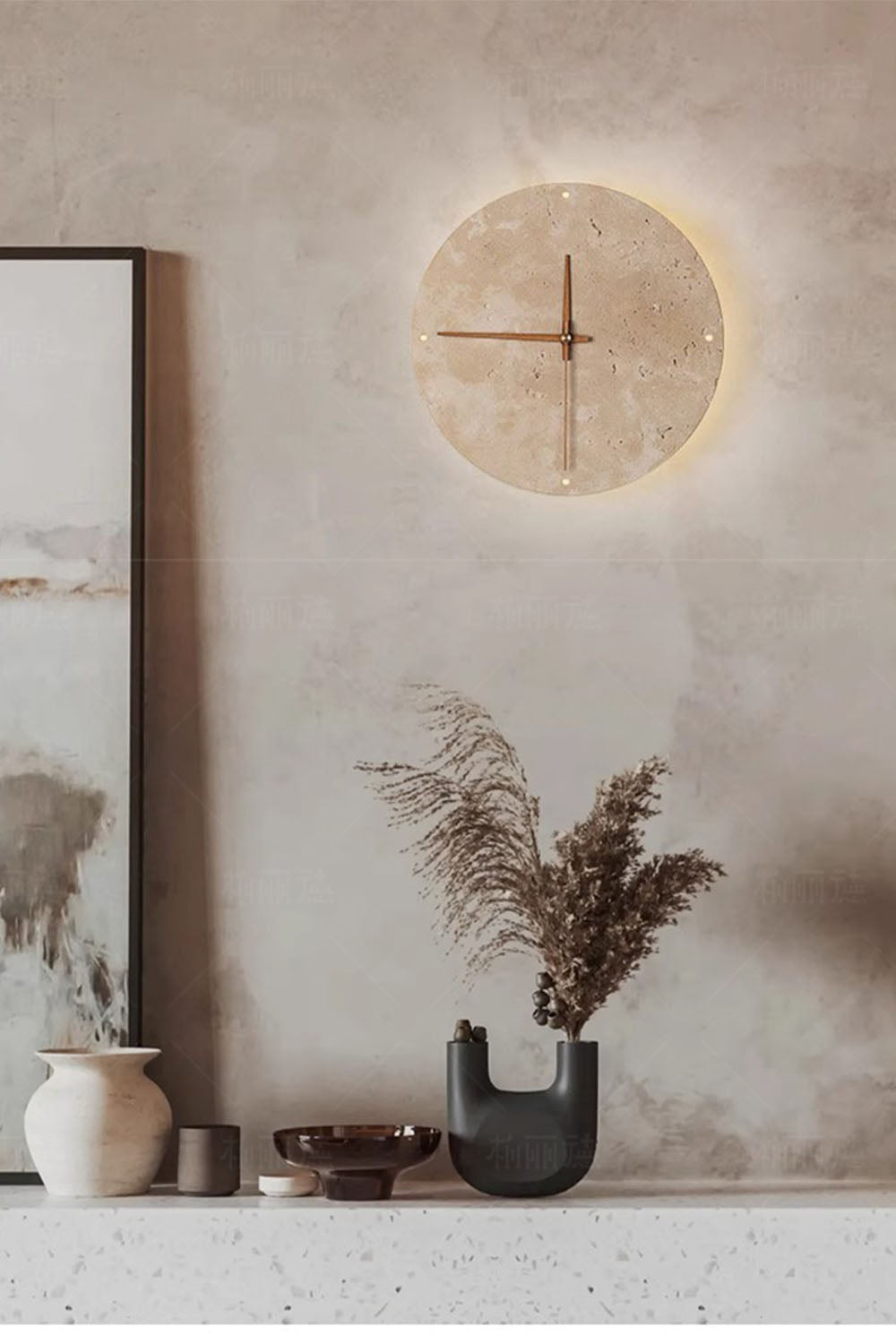 Wabi-Sabi Round Alarm Clock Wall Lamp - view 6 | everlamps