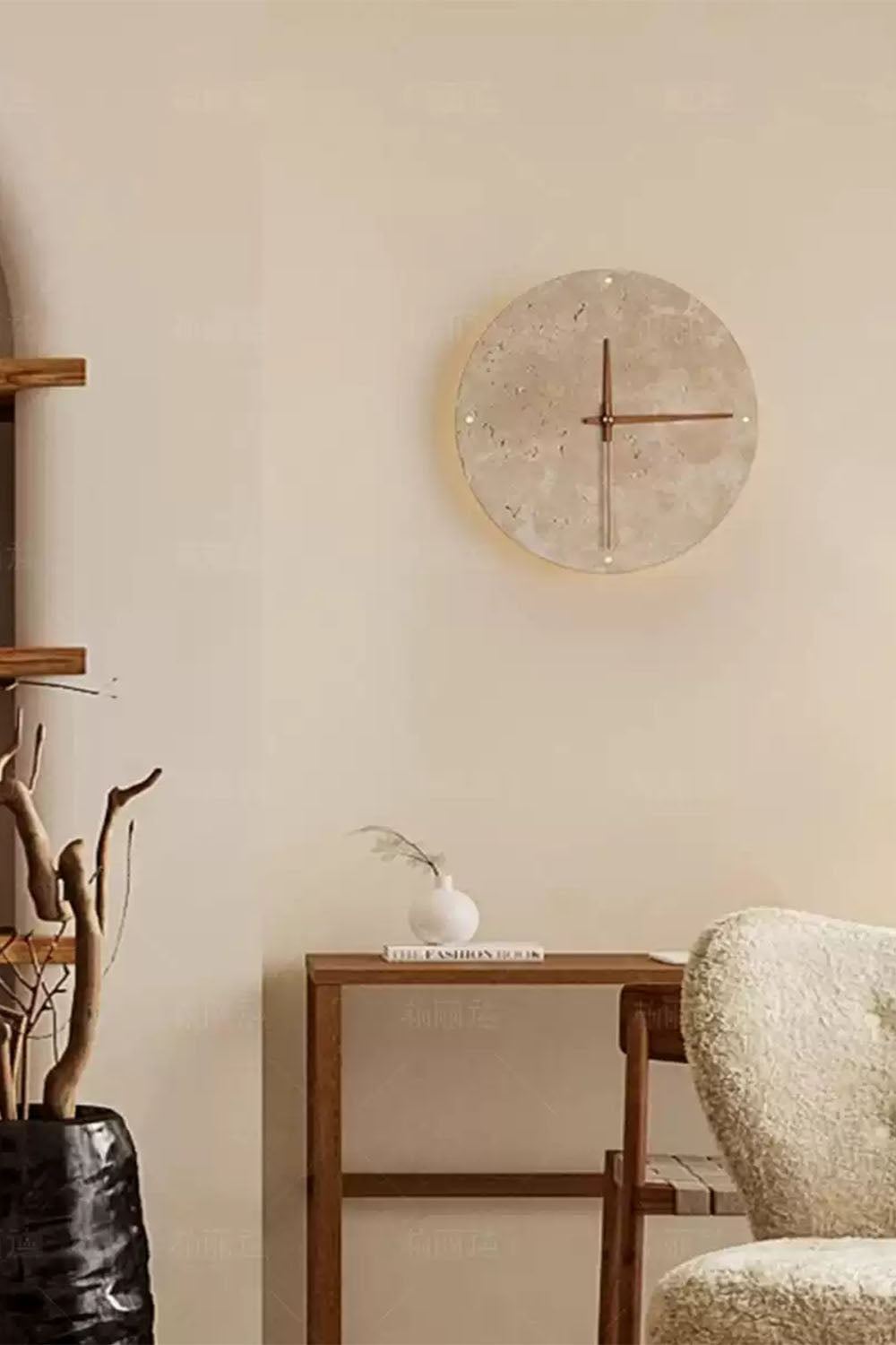 Wabi-Sabi Round Alarm Clock Wall Lamp - view 3 | everlamps