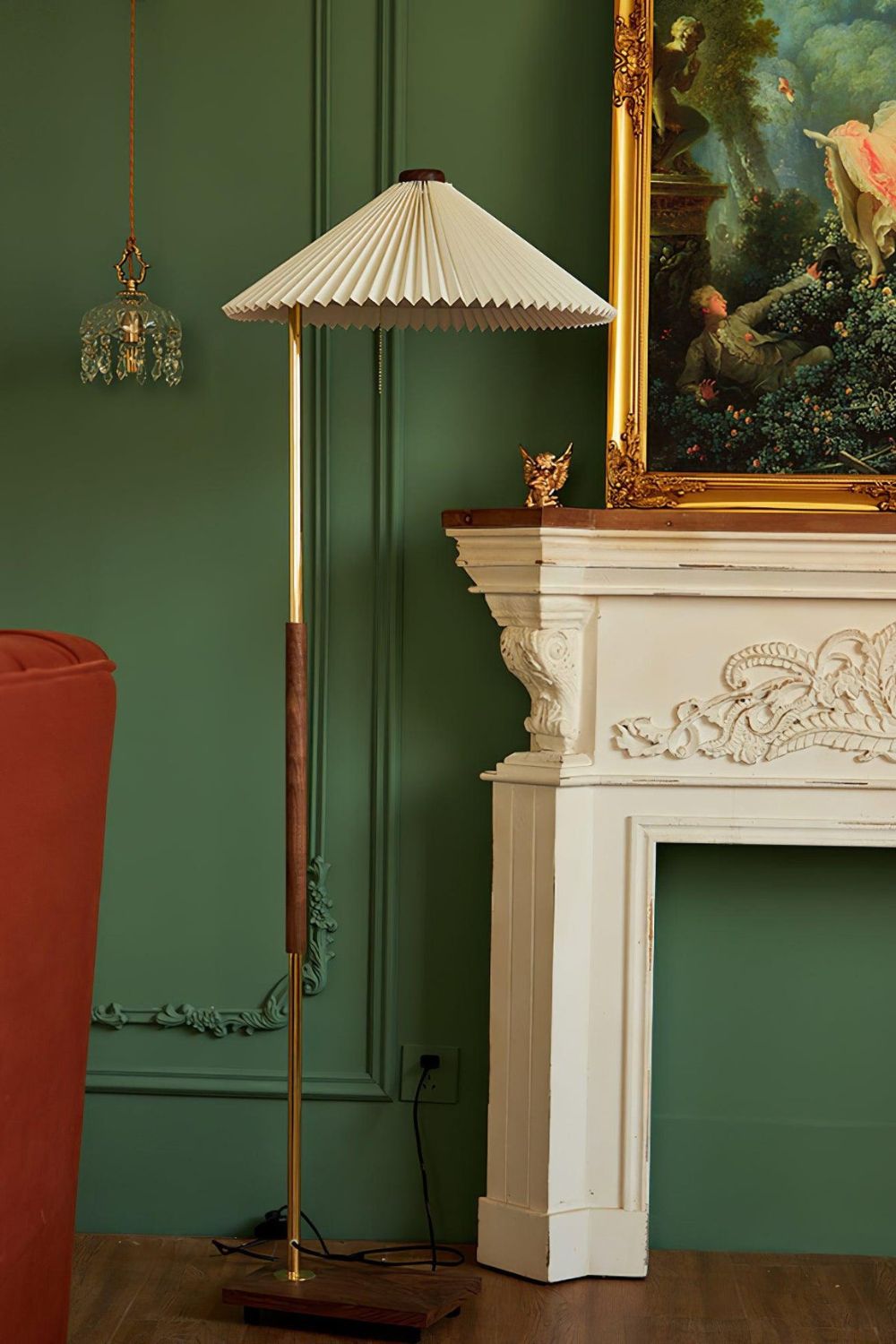 Walnut Brass Floor Lamp - everlamps